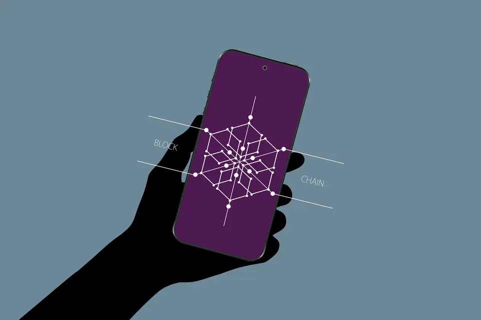 Leuchtendes Netzwerk aus Knoten als Symbol für einen Solana Blockchain Explorer, der Live-Daten aus dem Mainnet liest